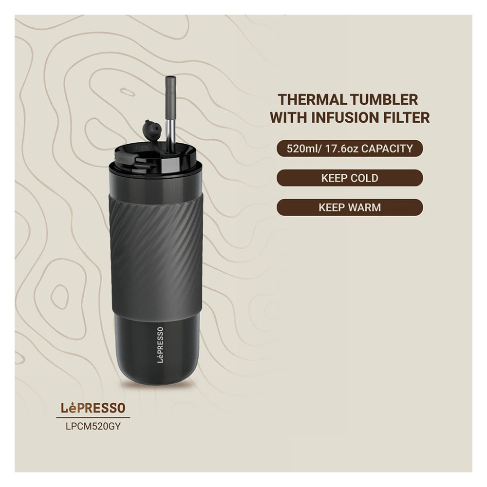 LePresso Tumbler with Infusion Filter Grey