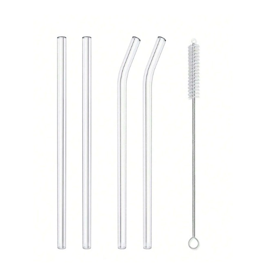 Glass Straw with Cleaning Brush Pack of 4