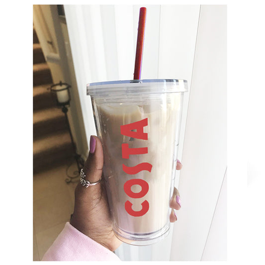 Costa Coffee Clear Flask with Straw